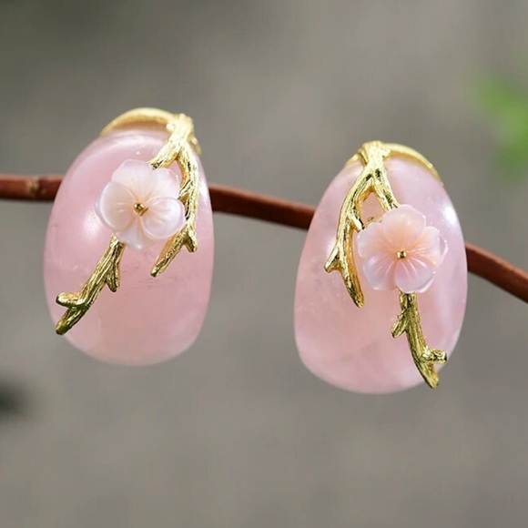 Artisan Handmade 925 Silver Natural Aventurine Quartz Earrings - Picture 5 of 14